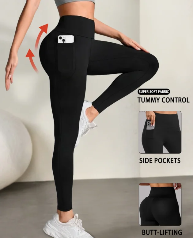 High-Waist Workout Leggings with Side Pockets 1