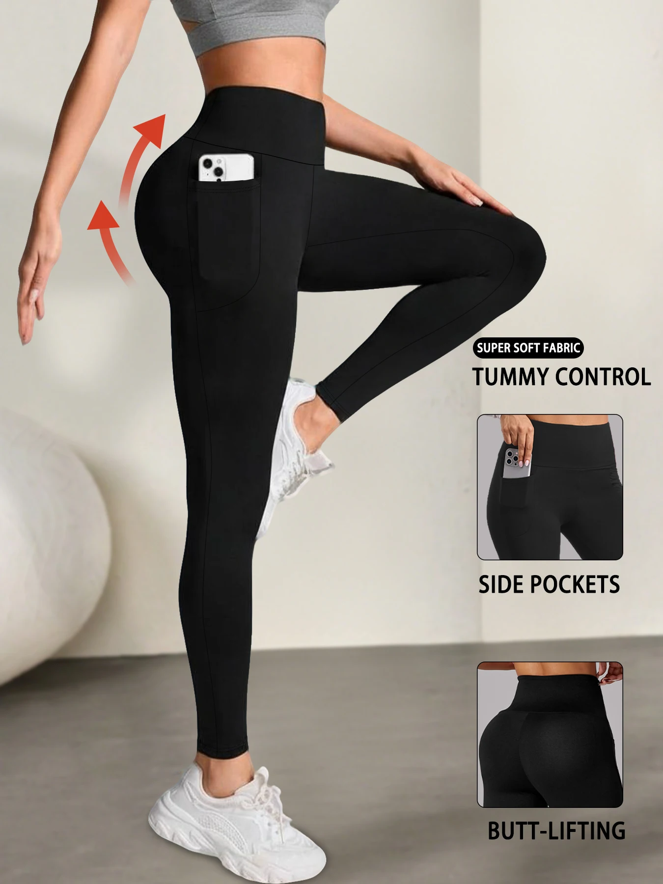 Leggings de sport taille haute avec poches latérales 1